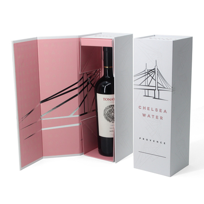 Custom Logo Printed Luxury Collapsible Magnetic Liquor Wine Bottle Packaging Gift Boxes