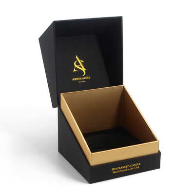 Custom Black Candle Jars Lid And Base Packaging Boxes Bespoke Fancy Candle Accessories Box