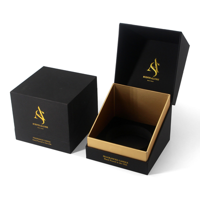 Custom Sleeve Candle Box 10oz Black And Gold Candle Box Luxury Candle Packaging Gift Boxes With Insert