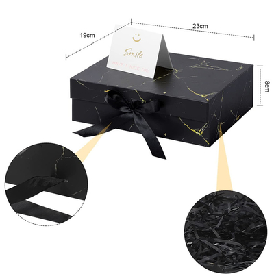 Custom Design Small Matt Black Marble Texture Magnetic Closure Boxes Gift Packaging Boxes