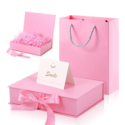 Custom Luxury Packaging Gift Present Box With Lids And Changeable Ribbon Paper Bags A Greeting Card And Tissue Paper