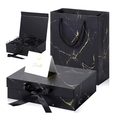 Custom Luxury Packaging Gift Present Box With Lids And Changeable Ribbon Paper Bags A Greeting Card And Tissue Paper