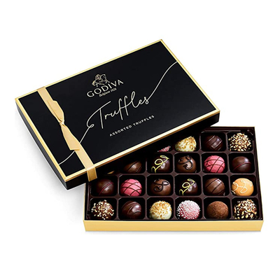 Custom Logo Printed Empty Luxury Black Chocolate Truffle Packaging Boxes For Truffles