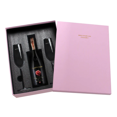 Custom Logo Printed Champagne Flute Packaging Boxes Luxury Red Wine Glass Set Gift Box