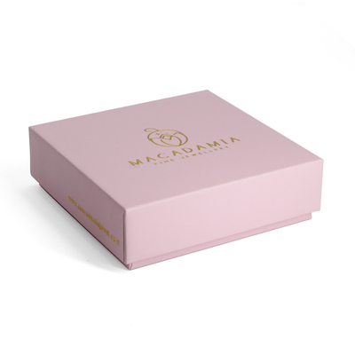 Pink White Lid And Base Paper Cardboard Jewelry Box Custom Kraft Packaging Box With Insert Foam