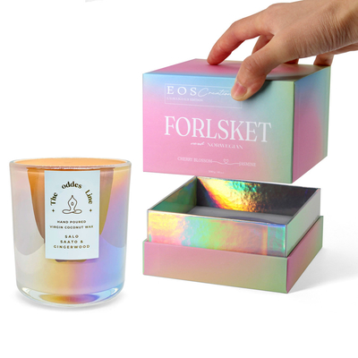 Luxury Holographic Scented Candle Packaging Boxes Hologram Paper Gift Box With Lid