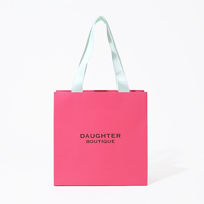 Custom Printed Pink Matte Laminated Shopping Euro Tote Paper Bag With Logos