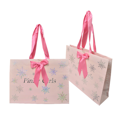 Custom Printed Pink Matte Laminated Shopping Euro Tote Paper Bag With Logos