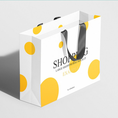 Custom Private Logo Printed Black Large Personalized Luxury Shopping Tote Gift Premium Paper Bags With Handle