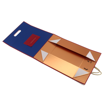 Custom Premium Folding Wine Accessories Gift Box Glossy Logo Printed Rigid Paper Box With Handle