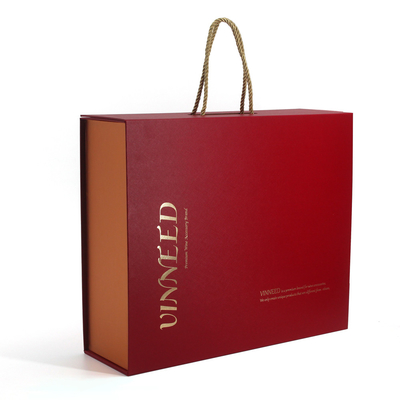 Custom Premium Folding Wine Accessories Gift Box Glossy Logo Printed Rigid Paper Box With Handle