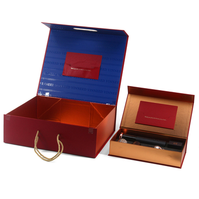 Custom Premium Folding Wine Accessories Gift Box Glossy Logo Printed Rigid Paper Box With Handle