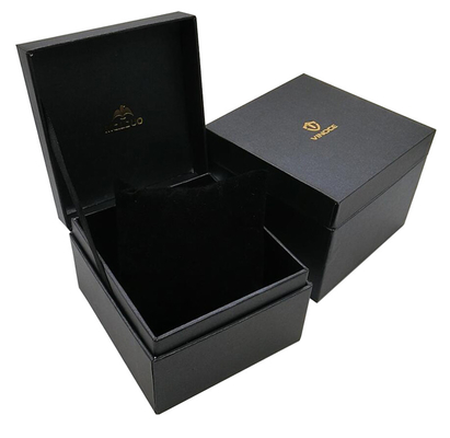 Custom Logo Luxury Paper Gift Box Packaging Black Watch Boxes Cases With Gold Stamping