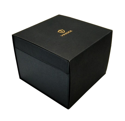 Custom Logo Luxury Paper Gift Box Packaging Black Watch Boxes Cases With Gold Stamping