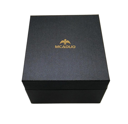 Custom Logo Luxury Paper Gift Box Packaging Black Watch Boxes Cases With Gold Stamping