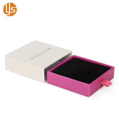 Custom Logo Rigid Slide Drawer Paper Velvet Jewellery Boxes For Jewelry