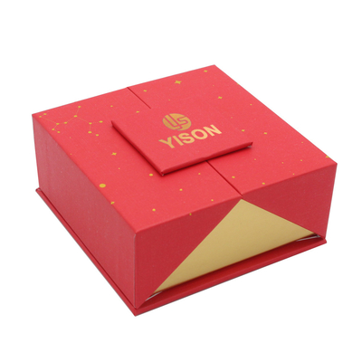 Custom Offset Printing Double Door Red Paper Christmas Eve Gift Box For Apparel