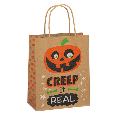 Custom Print Brown Kraft Paper Halloween Party Candy Sweet Goodie Gift Bags With Logo