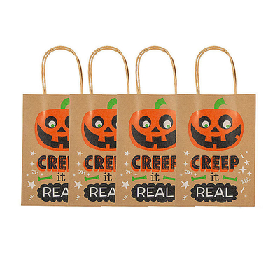 Custom Print Brown Kraft Paper Halloween Party Candy Sweet Goodie Gift Bags With Logo