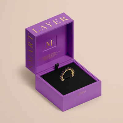 Custom Logo High End Purple Jewellery Gift Wedding Rings Box