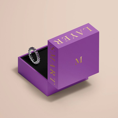 Custom Logo High End Purple Jewellery Gift Wedding Rings Box