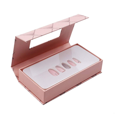 Customise Luxury Pink Press On Nails Packaging Box For Artificial Nails