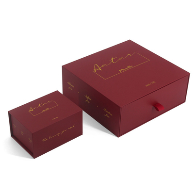 Custom Logo Luxury Red Drawer Essential Oil Gift Box Packaging Set