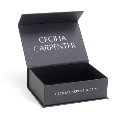 Grey Magnetic Gift Box Packaging With Custom Silvery Logo