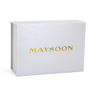 Custom White Art Paper Hardcover Box With Gold Foil Logo