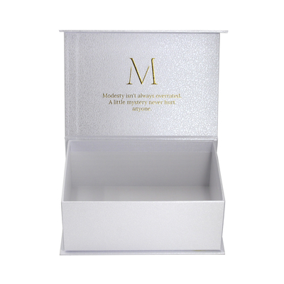 Custom White Art Paper Hardcover Box With Gold Foil Logo