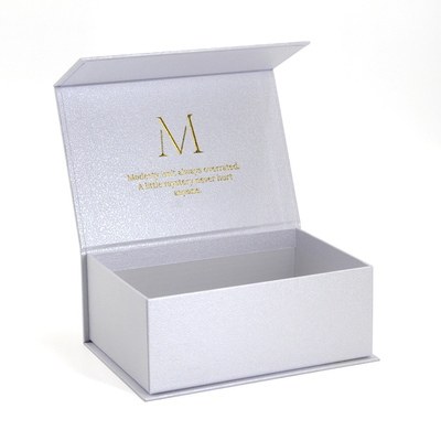 Custom White Art Paper Hardcover Box With Gold Foil Logo