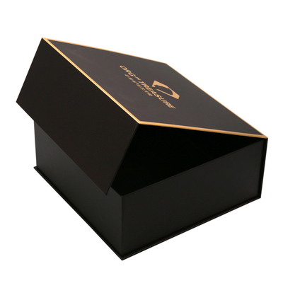 Luxury Gold Foil Stamping Black Empty Presentation Card Packaging Gift Boxes With Magnetic Lid