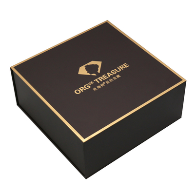 Luxury Gold Foil Stamping Black Empty Presentation Card Packaging Gift Boxes With Magnetic Lid