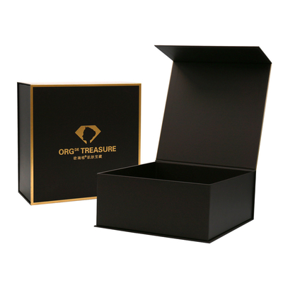 Luxury Gold Foil Stamping Black Empty Presentation Card Packaging Gift Boxes With Magnetic Lid