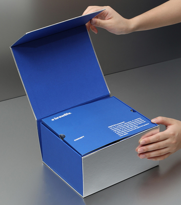 Custom Logo Luxury Silver Magnetic Paper Coffee Gift Box And Bag Set