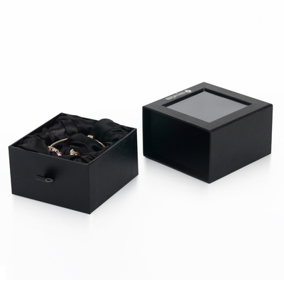 Custom Design Luxury Black Drawer Satin Lined Gift Paper Box For Bracelet