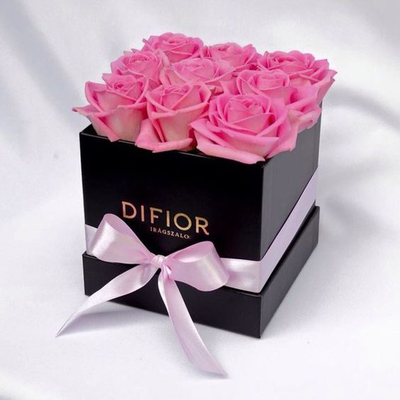 Custom Logo Printed Luxury Rigid Cardboard Square Flower Arrangement Box