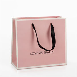 Personalised Pink Branded Paper Gift Bags With Black Ribbon Handles