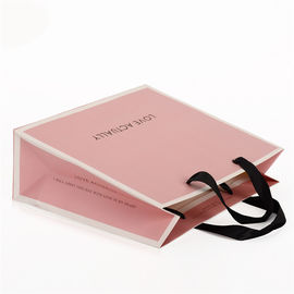 Personalised Pink Branded Paper Gift Bags With Black Ribbon Handles