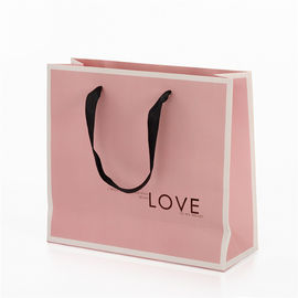 Personalised Pink Branded Paper Gift Bags With Black Ribbon Handles