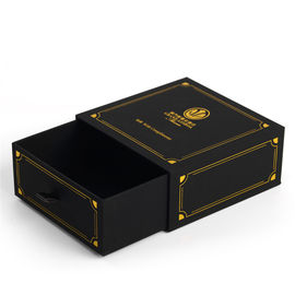 Black Paper Packaging Box / Rigid Gift Box With Foil Stamping Logo Brand