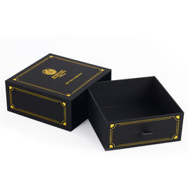 Black Paper Packaging Box / Rigid Gift Box With Foil Stamping Logo Brand