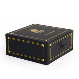 Black Paper Packaging Box / Rigid Gift Box With Foil Stamping Logo Brand