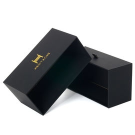 Customized Black Paper Gift Box With Drawer Hard Rigid Cardboard Material