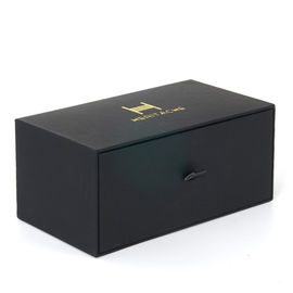 Customized Black Paper Gift Box With Drawer Hard Rigid Cardboard Material