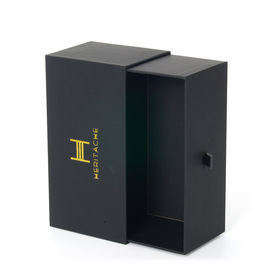 Customized Black Paper Gift Box With Drawer Hard Rigid Cardboard Material