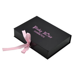 Matt Black Color Paper Gift Box With Ribbon Bow Customized Design Printing