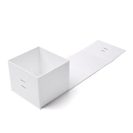 White Square Foldable Paper Gift Box With Magnetic Catch And Ribbon Decor