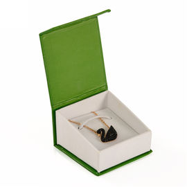 Green Magnetic Flip Top Gift Box , Necklace / Earring Jewelry Cardboard Box