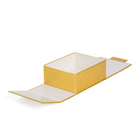 Gold Magnetic Closure Gift Box , Rectangle Flip Top Gift Boxes With Magnetic Catch